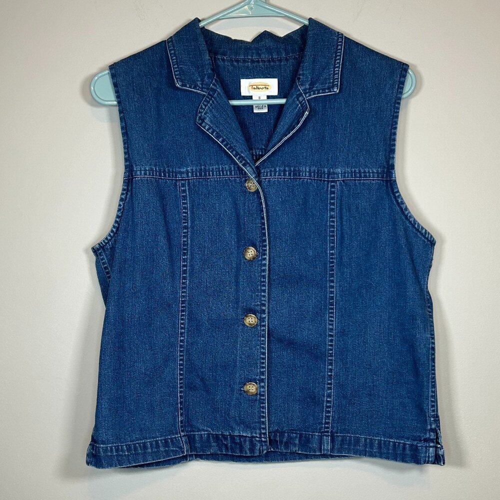 vintage denim button up vest